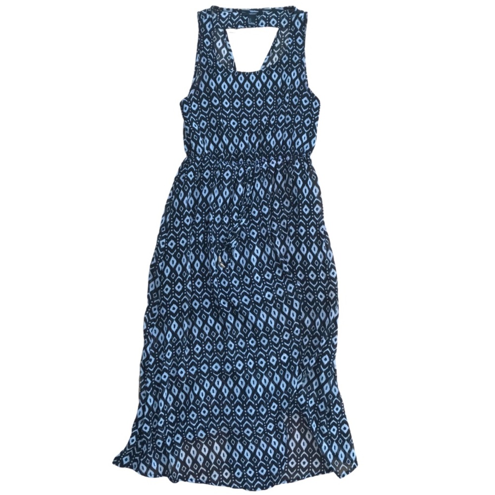 Black and White Print Sleeveless Midi Dress